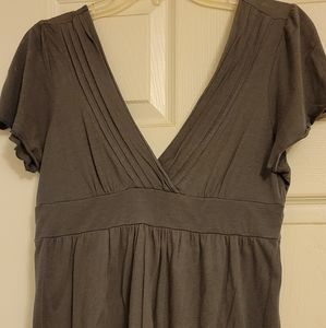 Women's Gray Cotton V-Neck Shirt